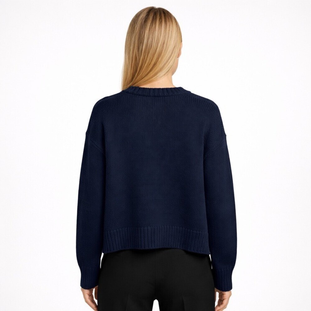 SPRWMN Heavy 100% Cashmere Knit Stretch Oversized sweater Navy Blue Size XS - Picture 3 of 7